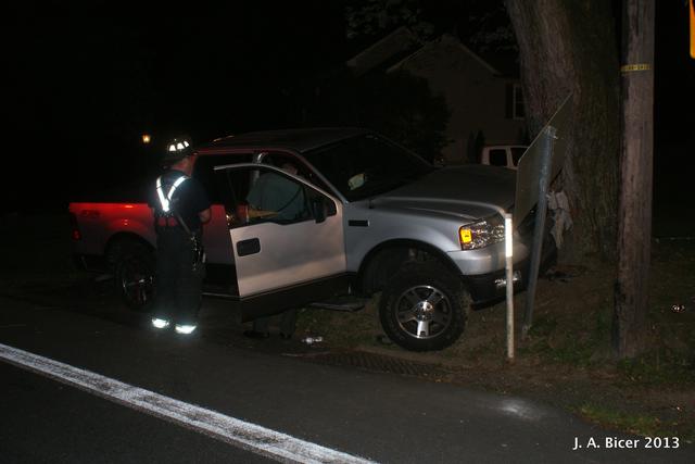 Truck vs Tree, E Main St/Red Corner Rd